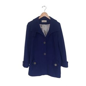 Pendleton Vintage Wool Coat Single-Breasted Button Outerwear Blue Size 10 Petite